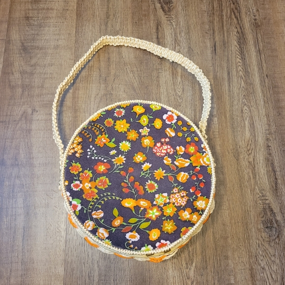 Vintage 1970s Wicker Purse with Floral Velvet Accents - Picture 7 of 14